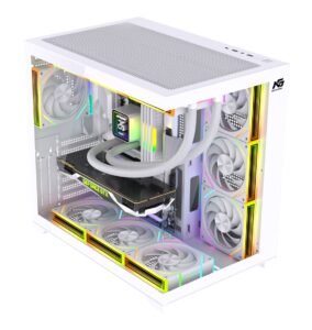 Alpha Neon 750W 80+ Bronze Power 7x ARGB Fan Kumanda ve Kontrolcü ATX Boş Bilgisayar Kasası Beyaz