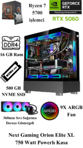 Ng Ultra Gaming – Ryzen 7 5700 4.6 GHz Rtx 5060 16Gb Ddr4 360 Sıvı Soğutma Oyuncu Bilgisayarı