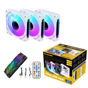 NG-A120W 3'lü Set 120mm ARGB PWM Kasa Fanı ve Kumandalı Kontrolcü Beyaz